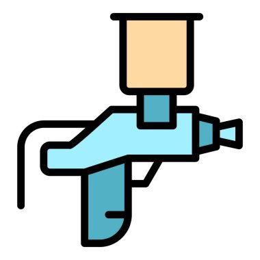 Su boyası ikon ana hatları vektörü. Hava tabancası. Otomobil rengi düz