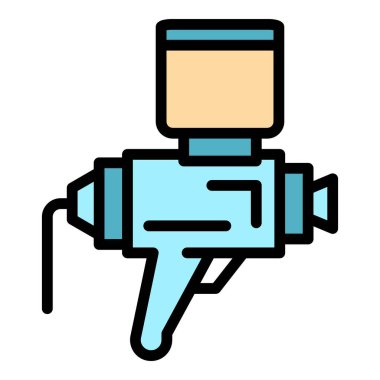 Fırça püskürtücü ikon ana hatları vektörü. Araba boyacısı. Araba vücut rengi düz