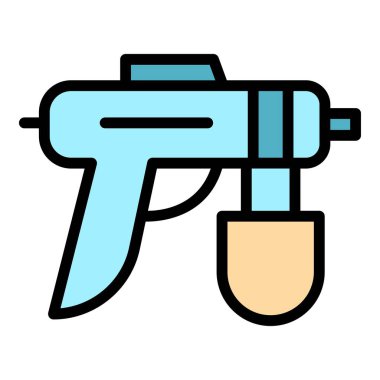 Hava püskürtme tabancası ikonu ana hat vektörü. Araba otomatiği. Vücut onarım rengi düz