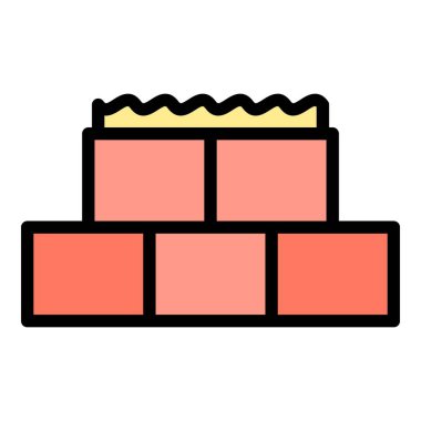 Duvar simgesi ana hat vektörü oluşturuluyor. Karıştırma aracı. Çimento inşaat rengi düz