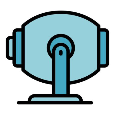 Karıştırıcı simgesi ana hatları vektörü oluşturuluyor. Beton çimento. Makine karıştırma rengi düz