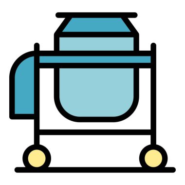 Teknoloji karıştırıcı ikon ana hatları vektörü. Çimento makinesi. Karışık araç rengi düz