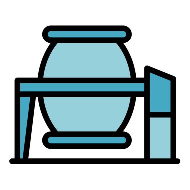 Metal karıştırıcı ikon ana hatları vektörü. Beton karıştırıcı. Karışık araç rengi düz