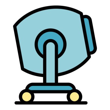 Tekerlek karıştırıcı ikonu ana hatları vektörü. Beton karıştırıcı. Karışık araç rengi düz