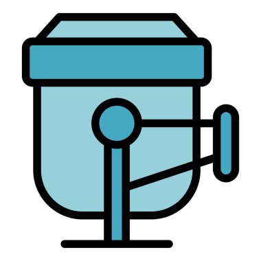 Yol karıştırıcı simgesi ana hatları vektörü. Beton çimento. Kamyon makinesi rengi düz