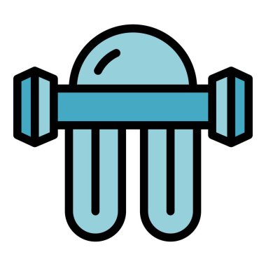 Osmosis makinesinin ikon ana hatları vektörü. Su filtresi. Bitki saflaştırıcı rengi