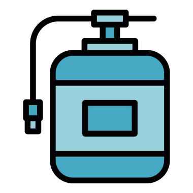 Tank ikonu dış hat vektörünü pompala. Su osmozu. Filtreleme tesisi rengi düz