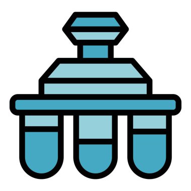 Su arıtma ikonu ana hatları vektörü. Ters filtre. Sistem bitki rengi düz