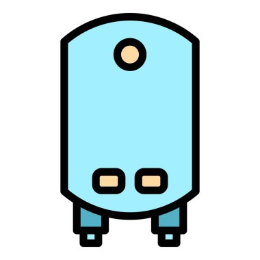 Gaz kazanının ikon ana hatları vektörü. Ev ısıtıcısı. Ev ısısı rengi düz