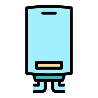 İç gaz kazanının ikon ana hatları vektörü. Enerji sistemi. Sıcak pompa rengi düz