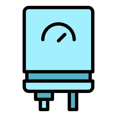 Gaz kazan ekipmanı ikon ana hatları vektörü. Sistem enerjisi. Termal ateş rengi düz