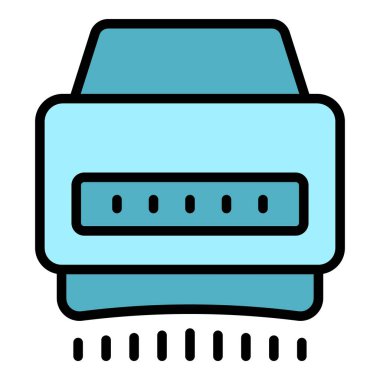 Elektrik kurutma ikonu ana hatları vektörü. El hava makinesi. Kağıt kurutma makinesi rengi düz