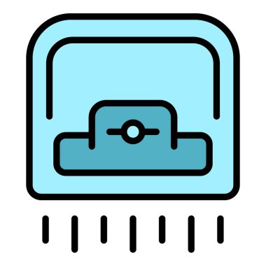 Otomatik sıcak simge ana hatları vektörü. Tuvalet havası kurudu. El makinesi rengi düz