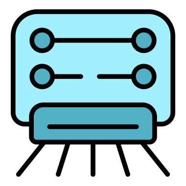 Tuvalet kurutma ikonu ana hatları vektörü. Hava makinesi. Kağıt dağıtıcı rengi düz