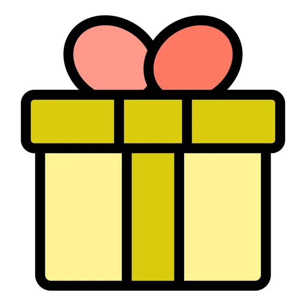 Obrysový Vektor Ikony Dárkové Krabice Vítěz Kresby Online Odměna Barva — Stockový vektor