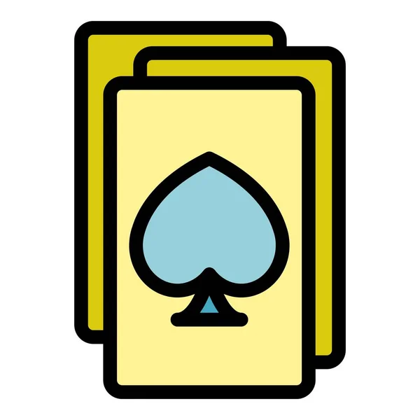 Spielkarten Icon Umrissvektor Ziehen Sie Lotto Glückspreisfarbe Flach — Stockvektor