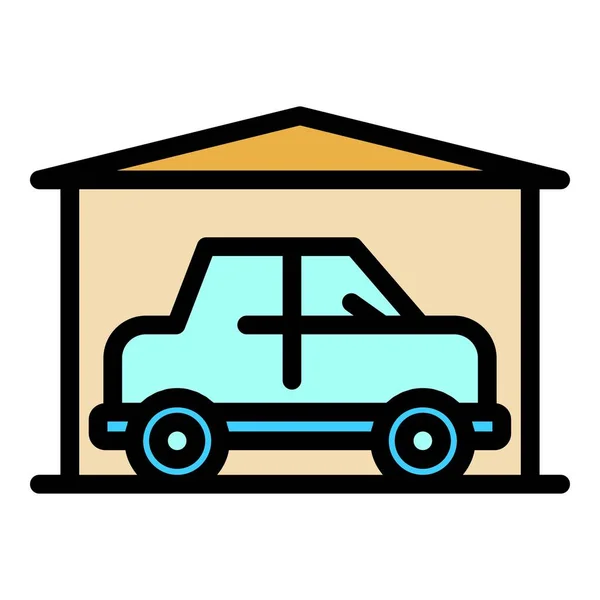 Ikona Namiotu Parkingowego Strefa Pojazdu Miejsce Miejsca Kolor Płaski — Wektor stockowy