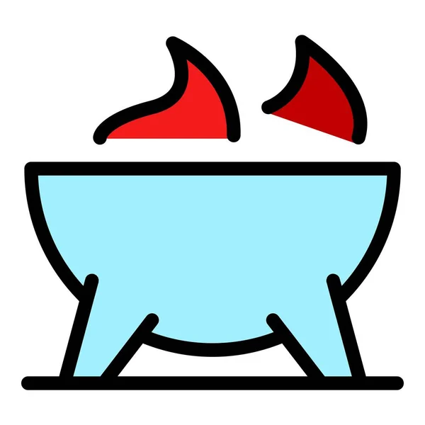 Vettore Contorno Icona Griglia Antincendio Carne Bbq Cibo Cucinare Colore — Vettoriale Stock
