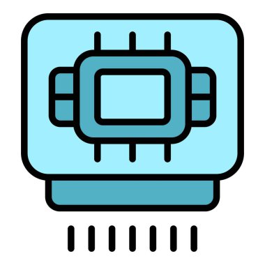 Kurutma simgesi ana hat vektörü. El makinesi. Hava kuru rengi düz