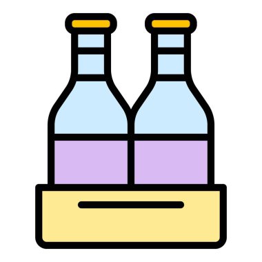 Şarap şişesi ikonu ana hatları vektörü. Tahta çubuk. Şaraphane rengi düz