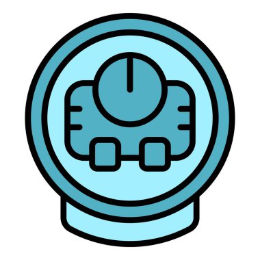 Waffle yapıcı zamanlayıcı simgesi ana hatları vektörü. Demir makinesi. Belçika fırın rengi düz