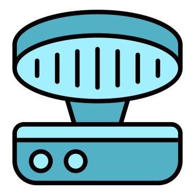 Waffle ikonu ana hatları vektörü pişiriliyor. Demir makinesi. Belçika üreticisinin rengi düz