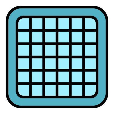 Elektrikli waffle yapıcı ikon ana hatları vektörü. Kalp fırını. Krep rengi düz pişir