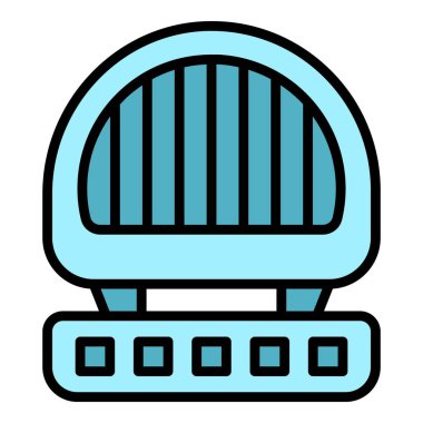 Gıda waffle makinesi ikon ana hatları vektörü. Demir makinesi. Aşçı tarifi rengi düz