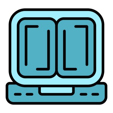 Waffle yapan ikon ana hatlı vektörü pişir. Belçika makinesi. Tarif pişirme rengi düz