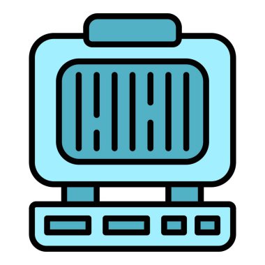 Sandviç yapıcı ikon ana hatları vektörü. Gözleme ızgarası. Belçika makine rengi düz