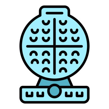 Isı waffle yapıcı ikon ana hatları vektörü. Demir makinesi. Pişirme rengi düz