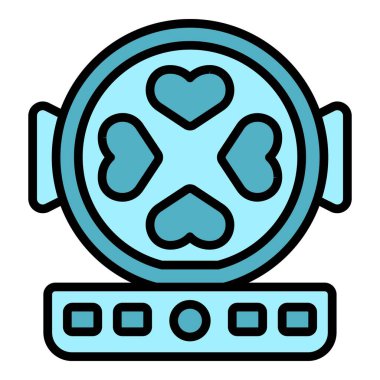 Kalp waffle makinesi ikon ana hatları vektörü. Belçikalı. Pişirme aygıtı rengi düz