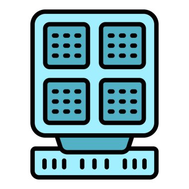 Waffle makinesi ikon ana hatları vektörü. Demir fırın. Belçika üreticisinin rengi düz