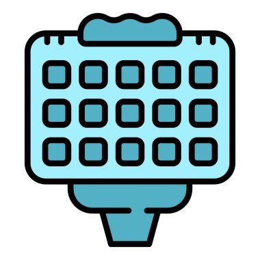 Waffle simgesi ana hat vektörü. Belçika fırını. Demir makinesi rengi düz