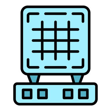 Belçika waffle yapıcı ikon ana hatları vektörü. Kalp makinesi. Yemek pişirme rengi düz