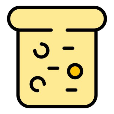 Taze ekmek ikonu ana hatları vektörü. Mutfak ekmek makinesi. Yemek düğmesi rengi düz