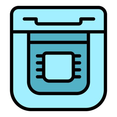 Yiyecek ekmeği ikon ana hatlı vektör oluşturuyor. Ekmek makinesi. Düğme denetim rengi düz