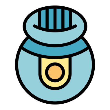 Krem epilatör ikon ana hatları vektörü. Deri kılı. Vücut bakım rengi düz