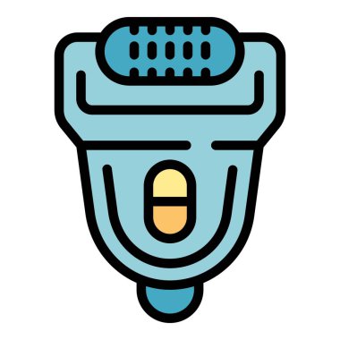 Epilatör makine simgesi ana hatları vektörü. Saç tedavisi. Deri kılı çıkarma rengi düz