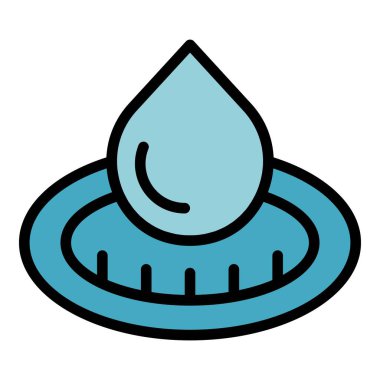 Damlatma sistemi simgesi ana hatlı vektörünü aktar. Su bahçesi. Otomatik çiftlik rengi düz