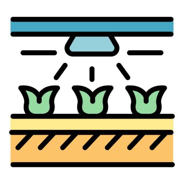 Bitki sulama sistemi simgesi ana hat vektörü. Su damlası. Bahçe çiftliği rengi