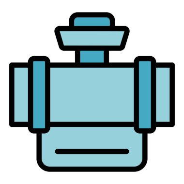 Boru hortumu sistemi simgesi ana hat vektörü. Su damlası. Otomatik bahçe rengi düz