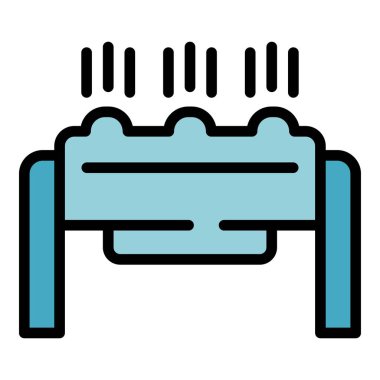 Çiftlik püskürtme ikonu ana hatları vektörü. Su sistemi. Bahçe sulama rengi düz