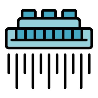 Otomatik çiftlik ikonu ana hatları vektörü. Su sistemi. Hortum borusu rengi düz