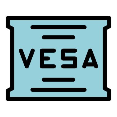 Vesa metal ikon ana hatları vektörü. Tv montu. Monitör denetim rengi düz