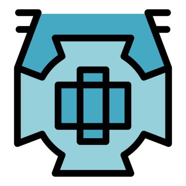 Tv braket simgesi dış hat vektörü. Duvara çık. Vesa ekran rengi düz