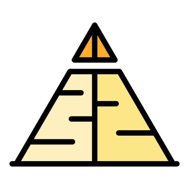 Kum piramidi ikonu ana hatları vektörü. Eski Mısır. Kahire çöl rengi düz