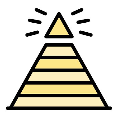 Cheops piramit ikonu ana hatları vektörü. Antik Kahire. Giza manzara rengi düz