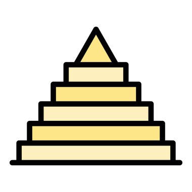 Sahne piramit ikonu ana hatları vektörü. Çöl Kahire 'si. Kum Mısırı rengi düz