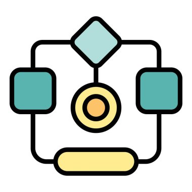 Çalışma akış sistemi simgesi ana hatları vektörü. İş projesi. Web planı rengi düz